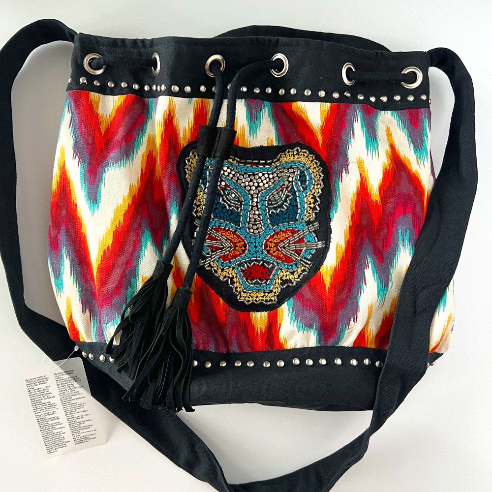 NWT Zara Embellished Drawstring Hobo Crossbody Bag